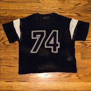 Zara Black and White Kids Crochet Jersey Top